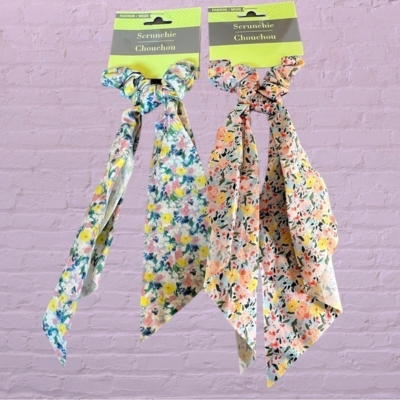 Accessories - Set of 2 Floral Print Scarf Scrunchies, NWT